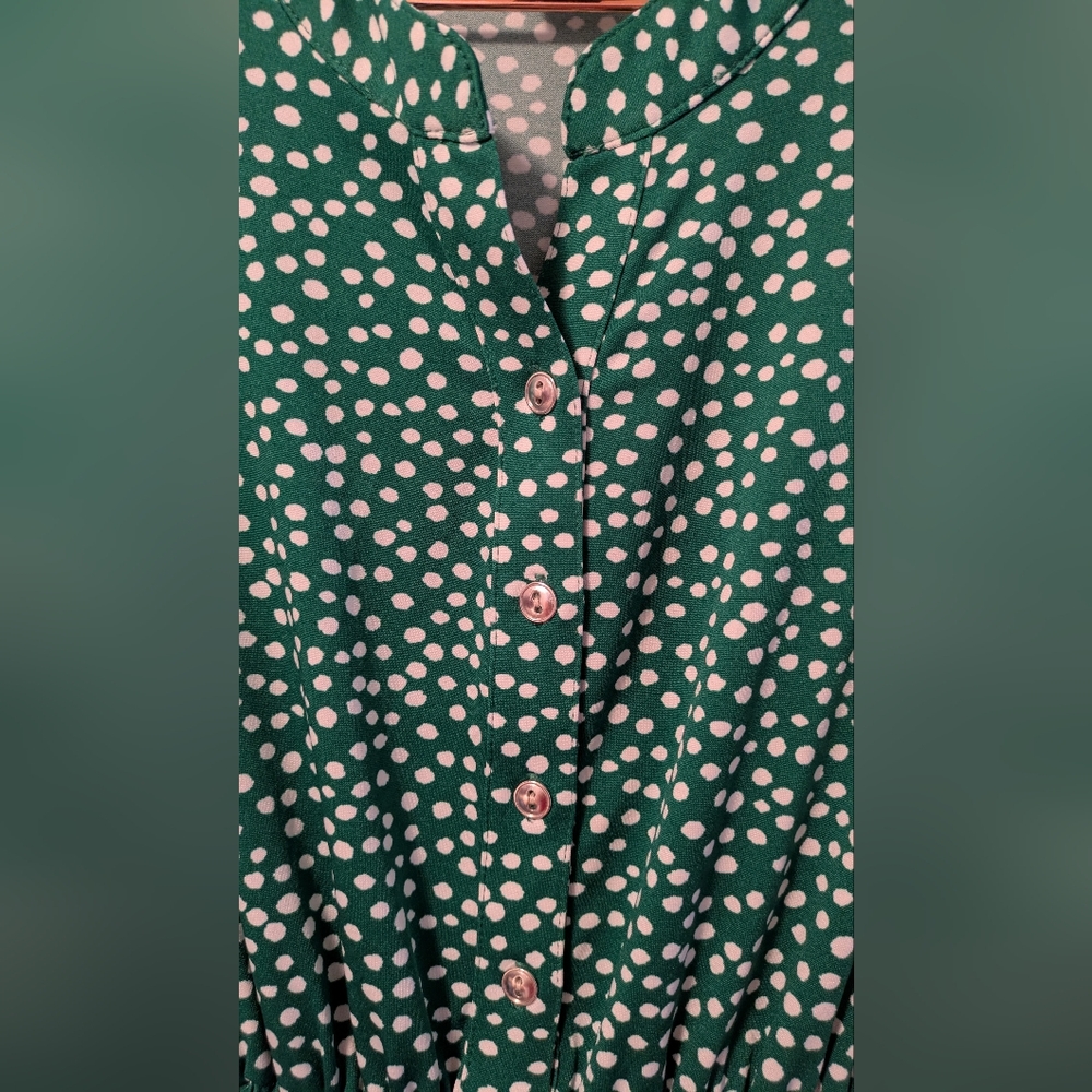 Kate & Lily Kelly Green Polka Dot Dress - Picture 4 of 7